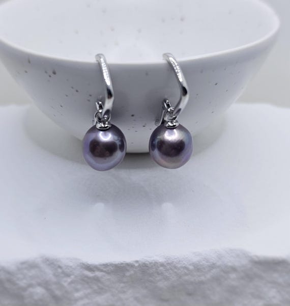 Orecchini Pendenti Argento 925 Con Perle D'acqua Dolce E Zirconi, A Goccia, Rodiati