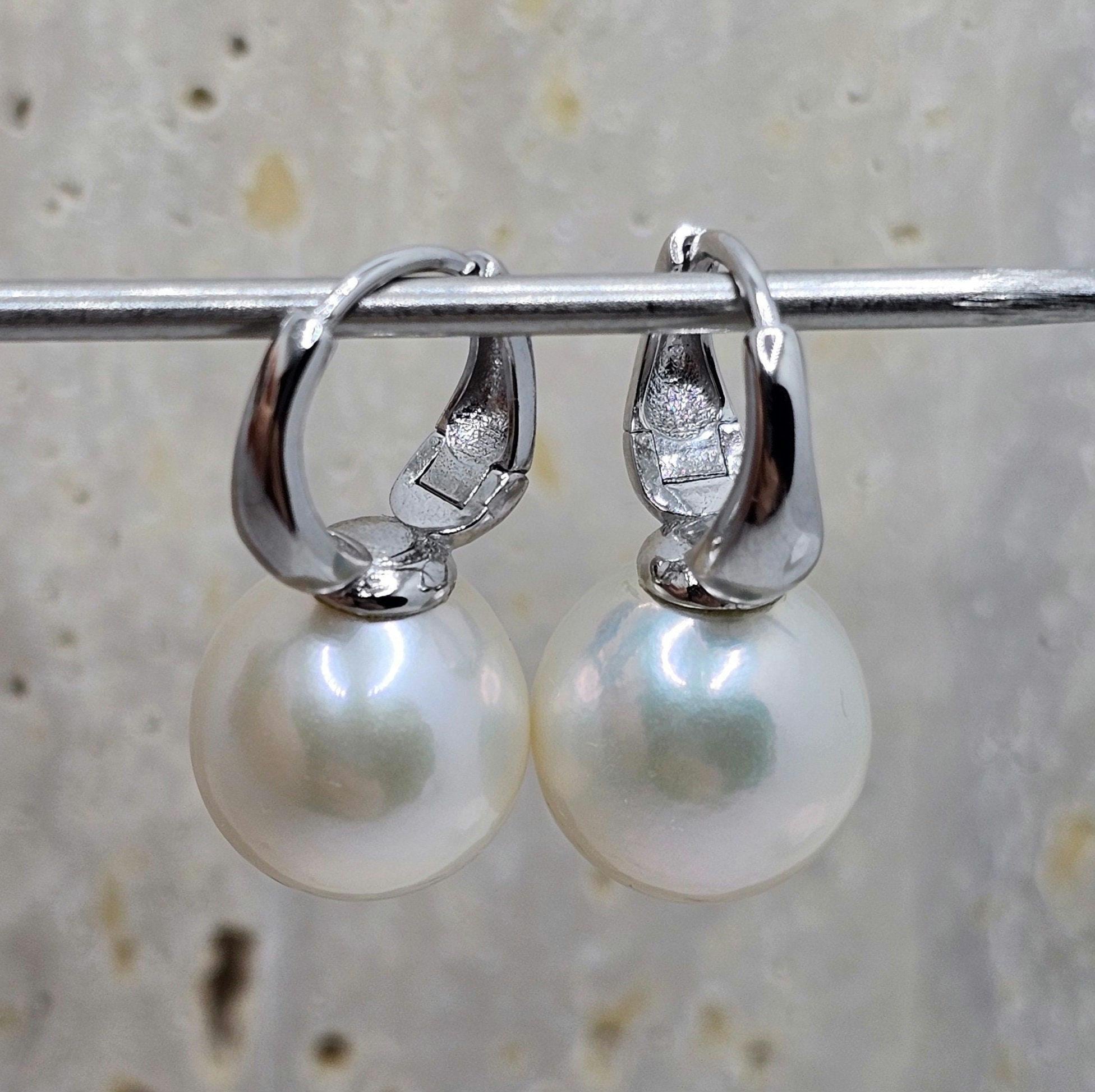 SILVER925 PEARL HOOP EARRINGS /シルバー/ピアス S925 Large Natural White Pearl Hoop Earrings,rhodinated S925