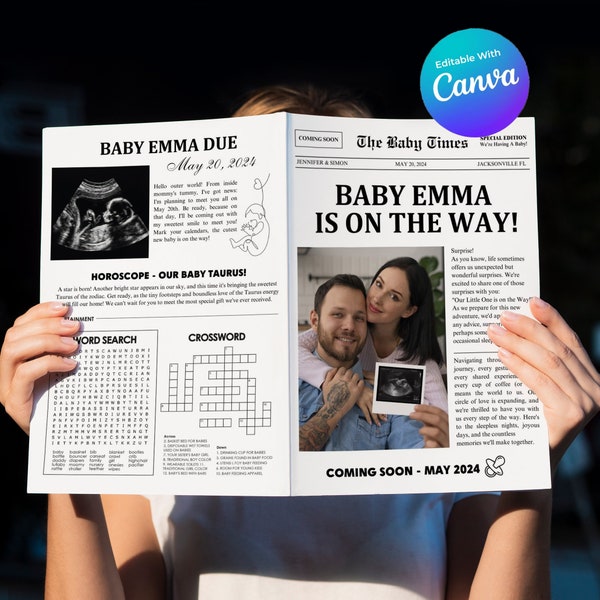 Pregnancy Announcement To Husband, Pregnancy Announcement To Parents, Baby Birth Announcement Sign, Baby Name Announcement Newspaper