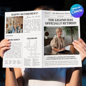 Modèle de journal de retraite, cadeau pour la retraite, journal de retraite modifiable, décoration de fête de départ en retraite, cadeau d'anniversaire de travail
