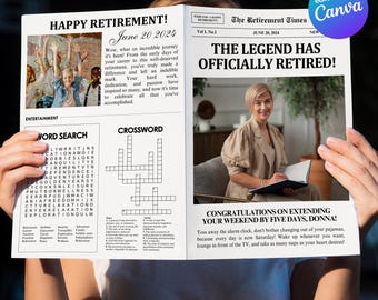 Retirement Newspaper Template, Gift For Retirement, Editable Retirement Newspaper, Retirement Party Decoration, Work Anniversary Gift