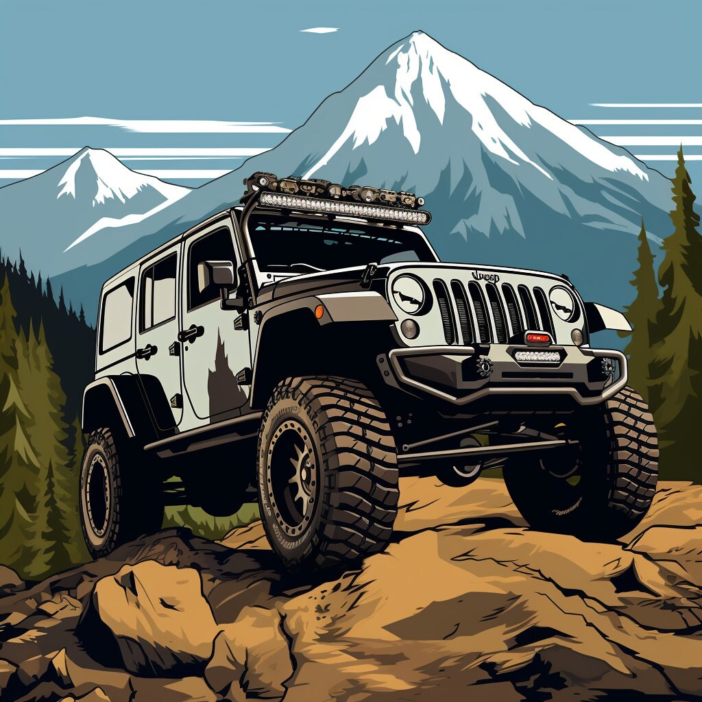Black Jeep/ ai generated art/ printable art/ digital art/ ai art/ posters/ wall art/ downloadable/ printable/ creative art/ best ai art