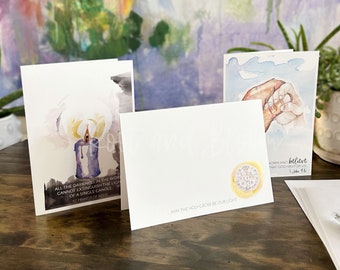 Watercolor Catholic Cards "With Love" Guide Me Series 3-pack
