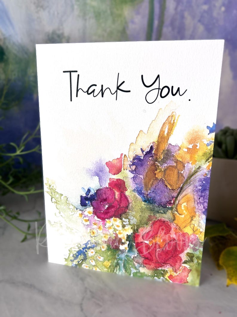 Thank You Card / Watercolor Thank You Card / Watercolor Greeting Card ...