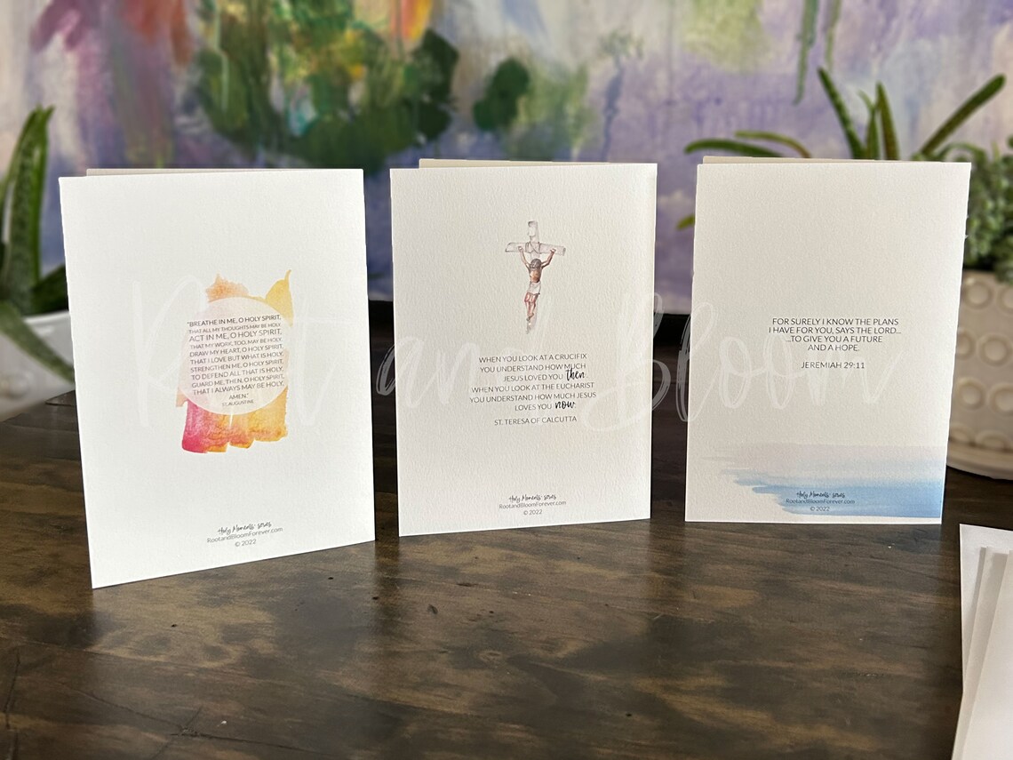 Watercolor Catholic Sacrament Card Set - Baptism, First Communion ...