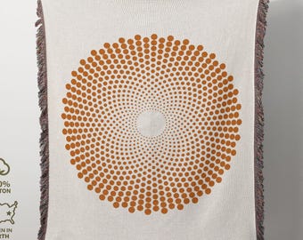 Sunflower Portal Cotton Tapestry, Retro Optical Illusion, Vintage Hypnotic Blanket, Psychedelic Birthday Gift, Add Custom Text