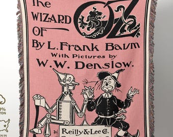 Classic Wizard of Oz Blanket, Vintage Oz Tapestry for Kids Room, Gift for Oz Lover or Fantasy Book Fan, Fun Oz Christmas or Birthday Present