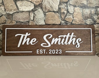 Custom Family Name Sign, Personalized Established Sign, Wedding Signs, Rustic Name Sign, Last Name Sign, Anniversary Gift for Parents