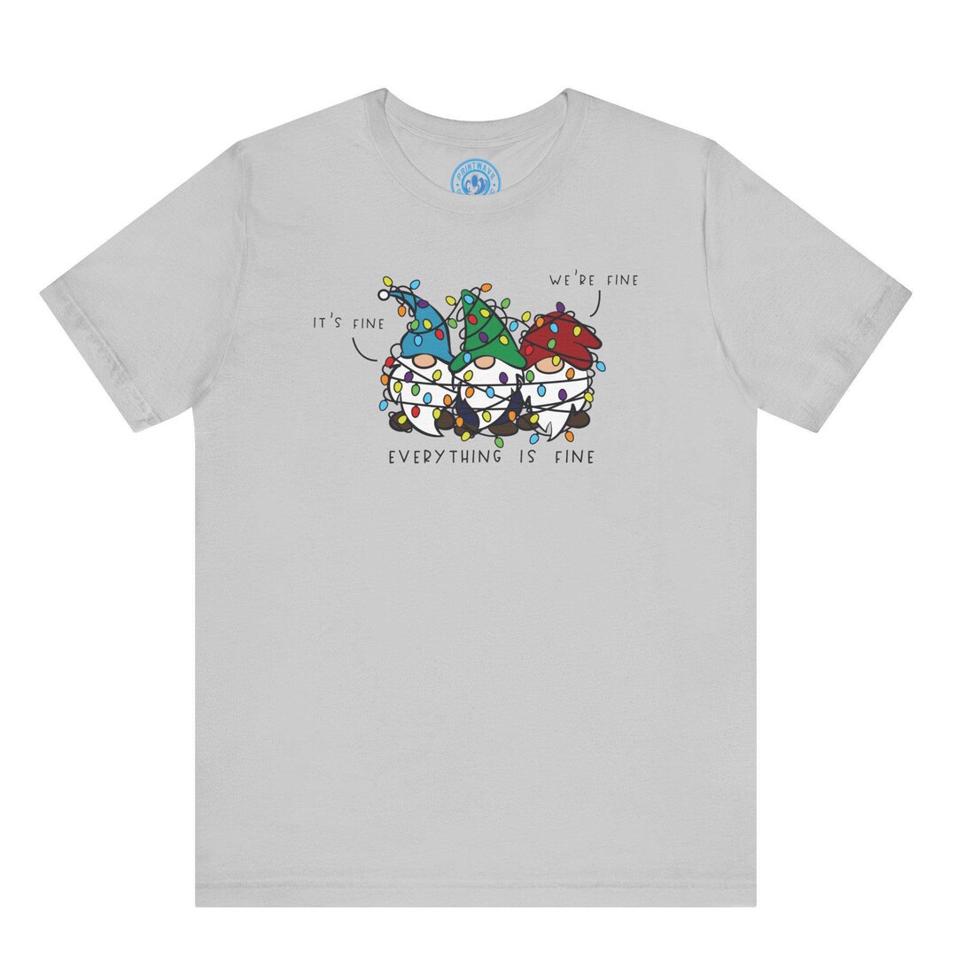 Plus Size Christmas Gnome Shirt - 'It's Fine We're Fine Everything Is Fine' Graphic Tee For Women