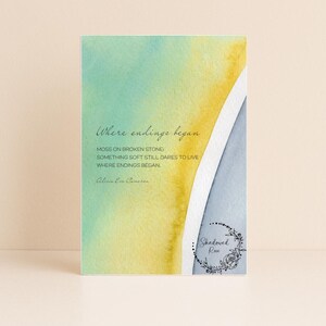 Grußkarte - wo Enden begannen - Elegante Aquarell Grußkarte Inspirational Note Handgeschriebenes Gedicht Poesie Danke Geburtstagswünsche
