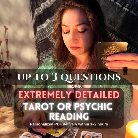 Up to 3 Questions Tarot Reading or Psychic Reading, Same Hour Guidance PDF, Love & Career Insight