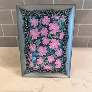 Vintage Decorel Pewter Floral 4x6 Picture Frame