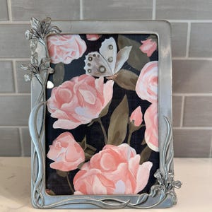 Vintage 1984 Seagull 5x7  Silver Pewter Floral Picture Frame