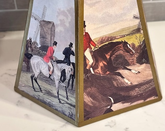 Vintage W.N. Desherbinin Hexagonal Fox Hunt Lamp  Shade