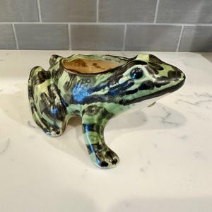 Vintage Brush McCoy Hand Painted Pottery Frog Planter