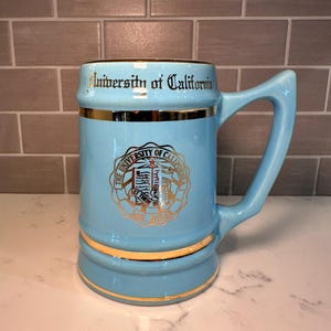 University of California W.C. Bunting Co. Powder  Blue Ceramic Beer Stein/Mug