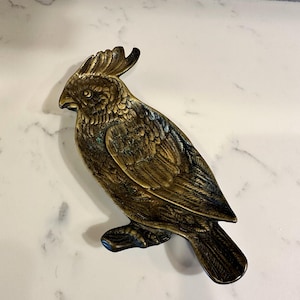 Vintage Solid Brass Parrot/Parakeet Trinket Dish