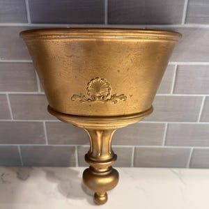 Vintage 1960's HomCo Gold Molded Plastic/Resin Wall Pocket/Vase/Planter