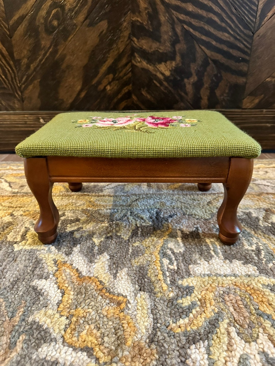 Vintage Needle Point Foot Rest Etsy