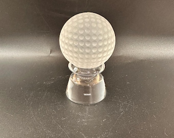 Vintage Hoya Japan Crystal Frosted Dimpled and Clear Crystal Paperweight.