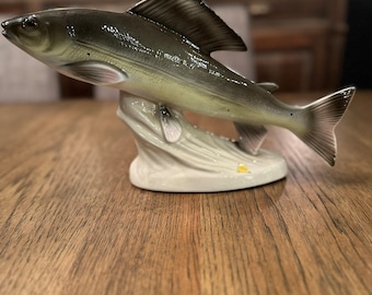 Vintage Czech Republic Royal Dux Majolica Porcelain Trout Fish Figurine