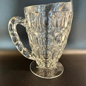 Vintage Thumbprint Glass Pitcher 6 1/2&quot; tall