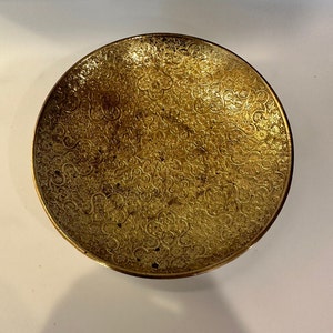 Vintage Brass Scroll Design Small Pedestal Bowl