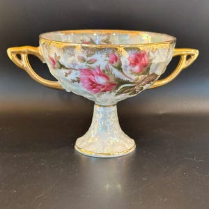 Vintage Loft Japan Footed Double Handle Lusterware Sugar Bowl/Small Compote