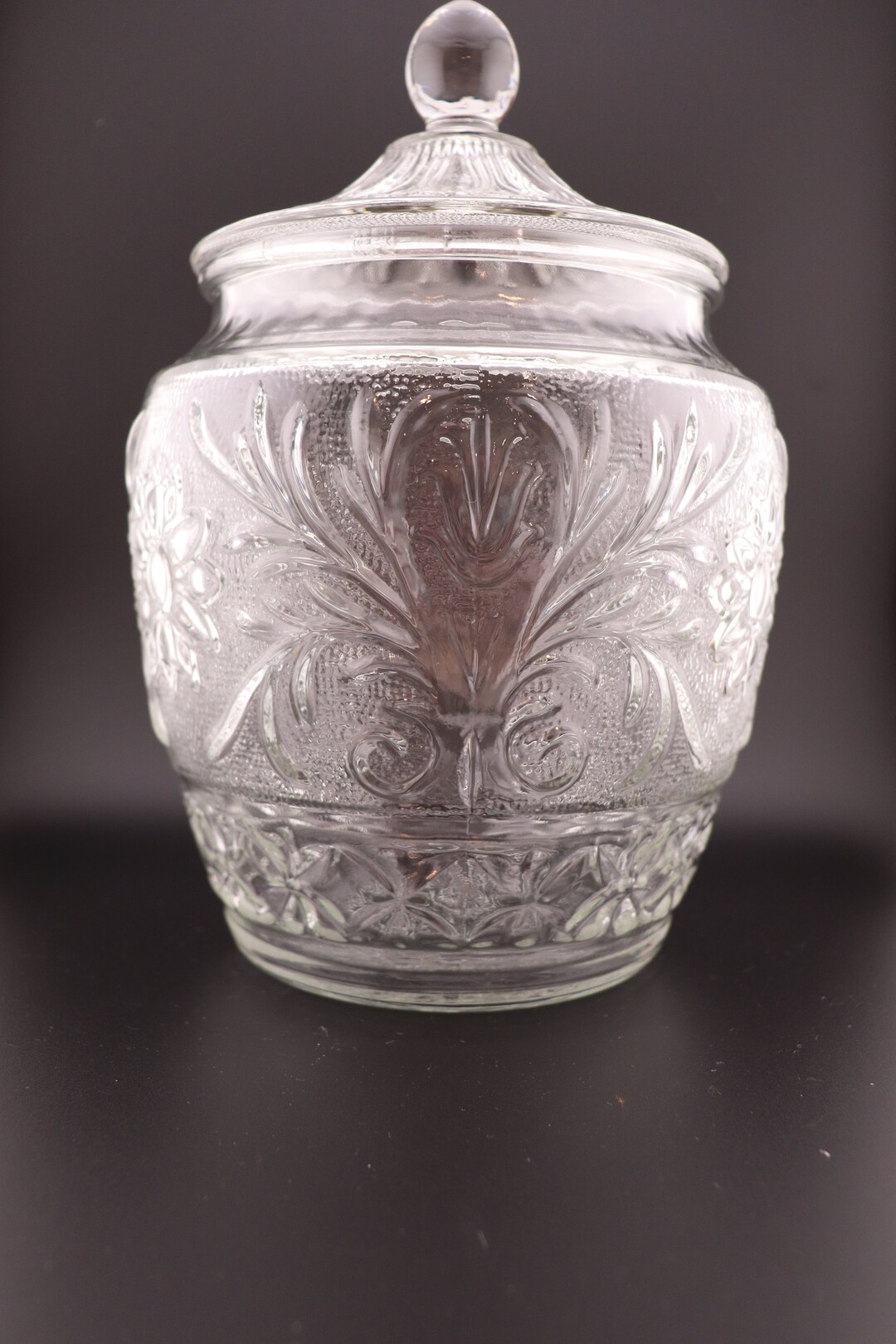 Vintage Anchor Hocking Sandwich Glass Cookie Jar Etsy