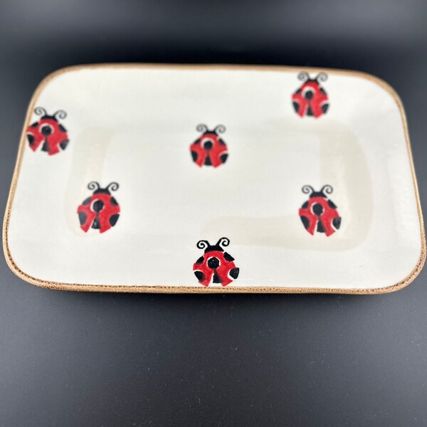 Cute Ladybug Ceramic Trinket Tray/Dish Made in Portugal