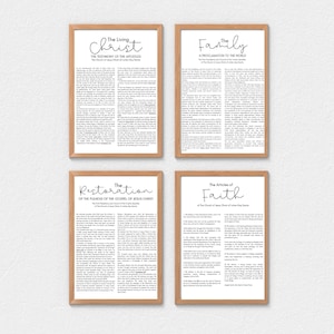LDS Family Proclamation | The Living Christ | The Restoration | Articles of Faith | Printable Posters | Digital Files | Multiple Sizes