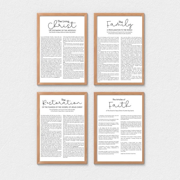 LDS Family Proclamation | The Living Christ | The Restoration | Articles of Faith | Printable Posters | Digital Files | Multiple Sizes