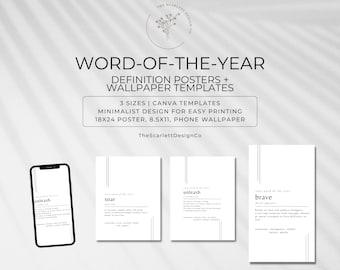 Word of The Year Poster | Minimalist 2025 Vision Board (Canva Templates)