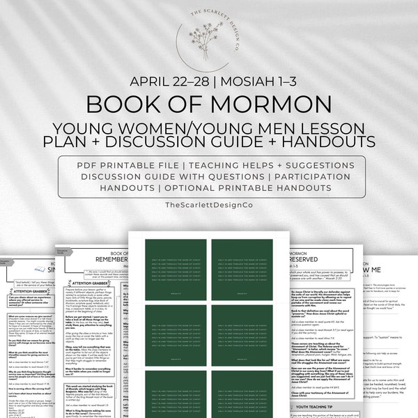 Book of Mormon Lesson Plans | Young Women Young Men Discussion Guide | Mosiah 1-3 Teaching Helps | April 22-28 | Come Follow Me 2024