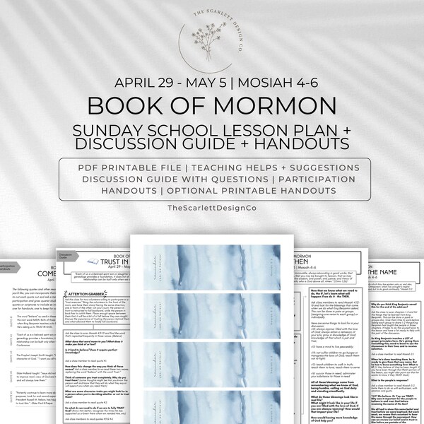 Book of Mormon Lesson Plan | Gospel Doctrine & Sunday School Teaching Help | April 29 - May 5 | Mosiah 4-6 | Come Follow Me 2024