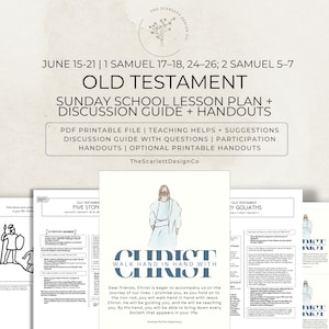 Peut inclure: Un plan de leçon et guide de discussion pour l'école du dimanche sur l'Ancien Testament, avec les dates du 15-21 juin, 1 Samuel 17-18, 24-26 et 2 Samuel 5-7. Ce fichier PDF imprimable contient des aides pédagogiques et des documents.