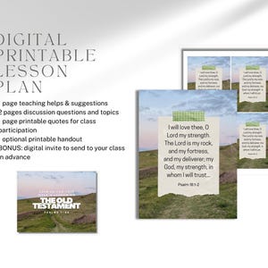 May include: A digital printable lesson plan featuring text that reads: DIGITAL PRINTABLE LESSON PLAN, 1 page teaching helps & suggestions, 2 pages discussion questions and topics, 1 page printable quotes, 1 optional handout, and a digital invite.