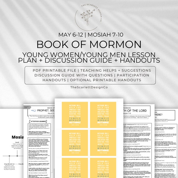 Book of Mormon Lesson Plans | Young Women Young Men Discussion Guide | Mosiah 7-10 Teaching Helps | May 6-12 | Come Follow Me 2024