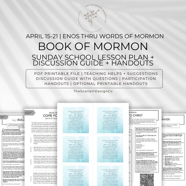 Book of Mormon Lesson Plan | Gospel Doctrine & Sunday School Teaching Help | April 15-21 | Enos thru Words of Mormon | Come Follow Me 2024