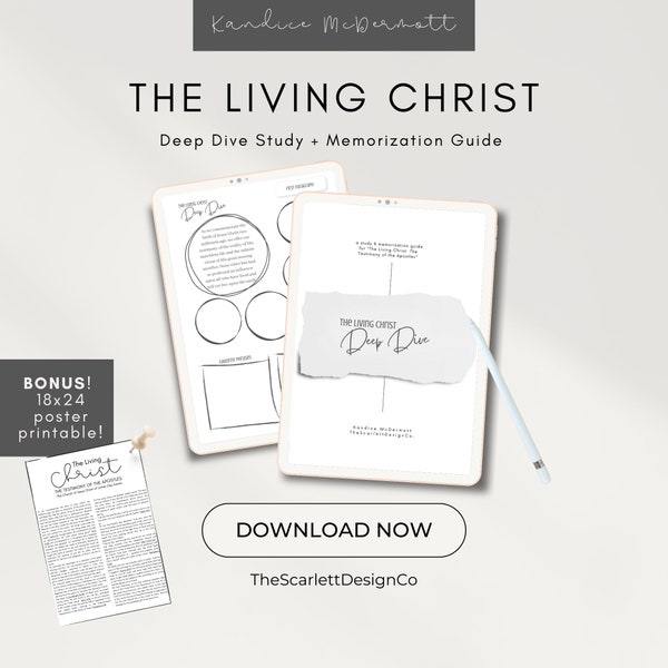 The Living Christ Study & Memorization Guide | Deep Dive Printable | Gospel Study Guide Printable