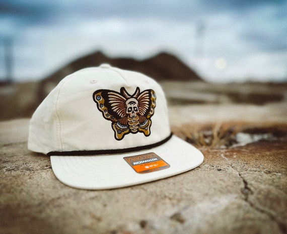 Death Head Moth American Traditional Tattoo Style Moth AMERICANA MFG Embroidered Grandpa Nylon Cotton Rope Hat Etsy Canada
