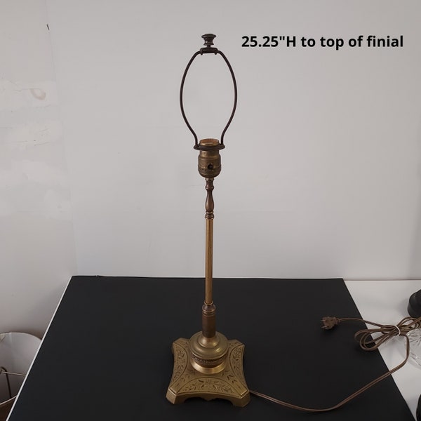 Vintage antique brass table lamp - refurbished