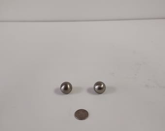 Paire d'embouts sphériques en laiton massif plaqué nickel satiné de 2,5 cm de diamètre