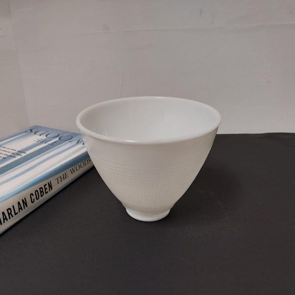 8" diameter vintage white glass torchiere table or floor lamp shade for 2-1/4" fitter