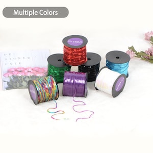 197 Yards 4mm Flat Sequin Strip, Paillette Metallic Sequin Strand, Sewing String Trim for DIY Crafts Embellishment Costume Garment Decor