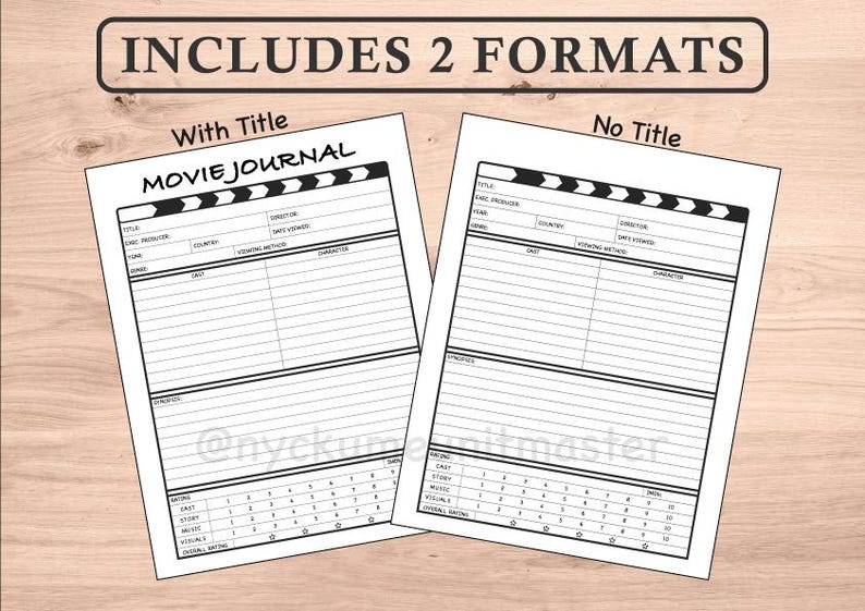 Film Review Journal – Printable Tracker Log, A4 Letter A5 PDF - Etsy Canada