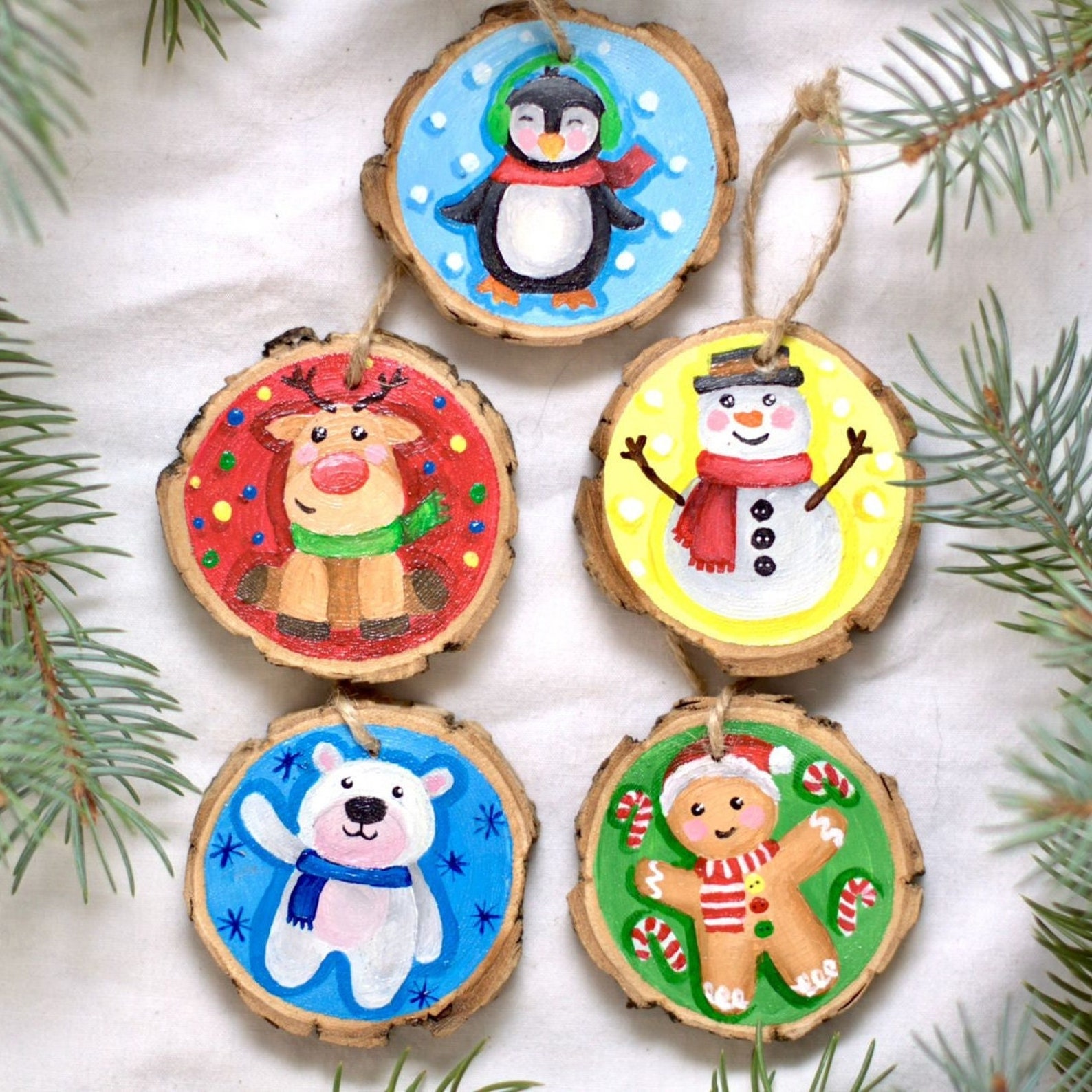 Hand Painted Wood Christmas Ornaments Wood Slice Ornaments Christmas hand-painted-wood-christmas-ornaments-wood-slice-ornaments-christmas