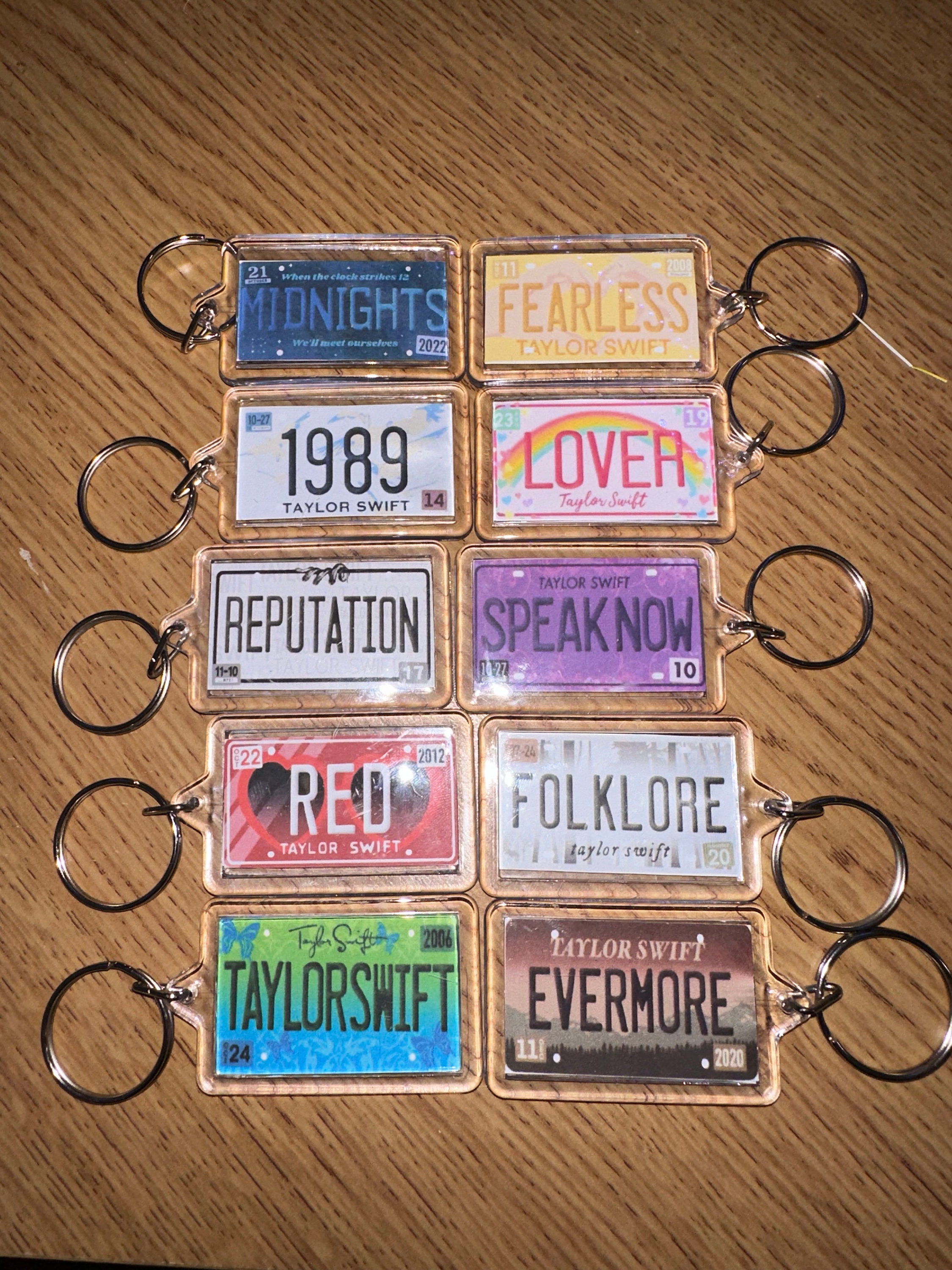 Taylor Swift Album Number Plate Keychains Etsy