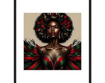 Black Woman Strength in Colors" - Cultural Heritage Framed Art