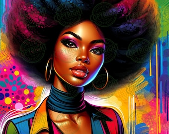 Stunning Digital Artwork - Afro Woman Graphic, Digital Art Versatile Use